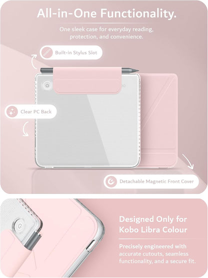 Kobo Libra Colour (2024) Case M-FLIP V2 Detachable Clear Magnetic Fold Cover with/Without Stylus