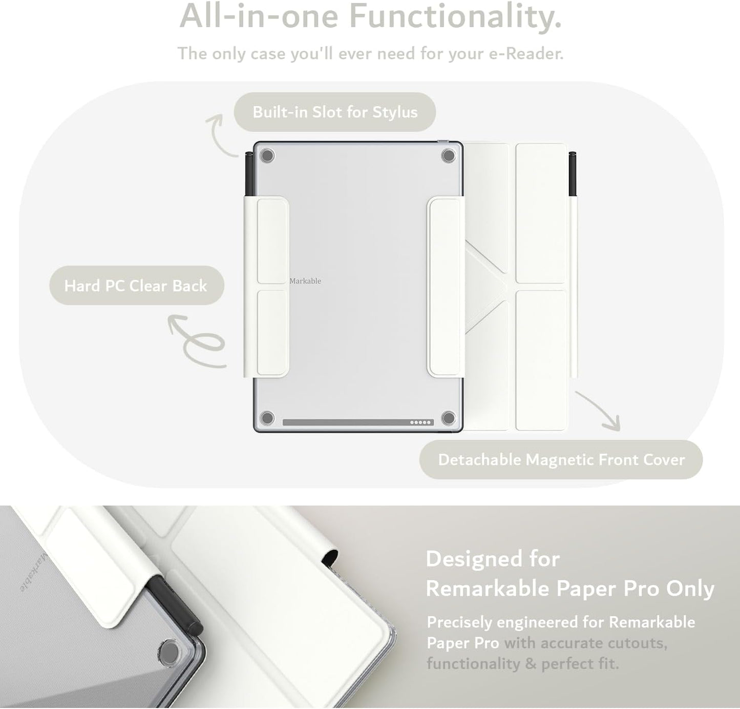 Remarkable Paper Pro 11.8" Case [Auto Wake/Sleep] Magnetic Closure, Foldable Stand & Built-in Stylus Slot