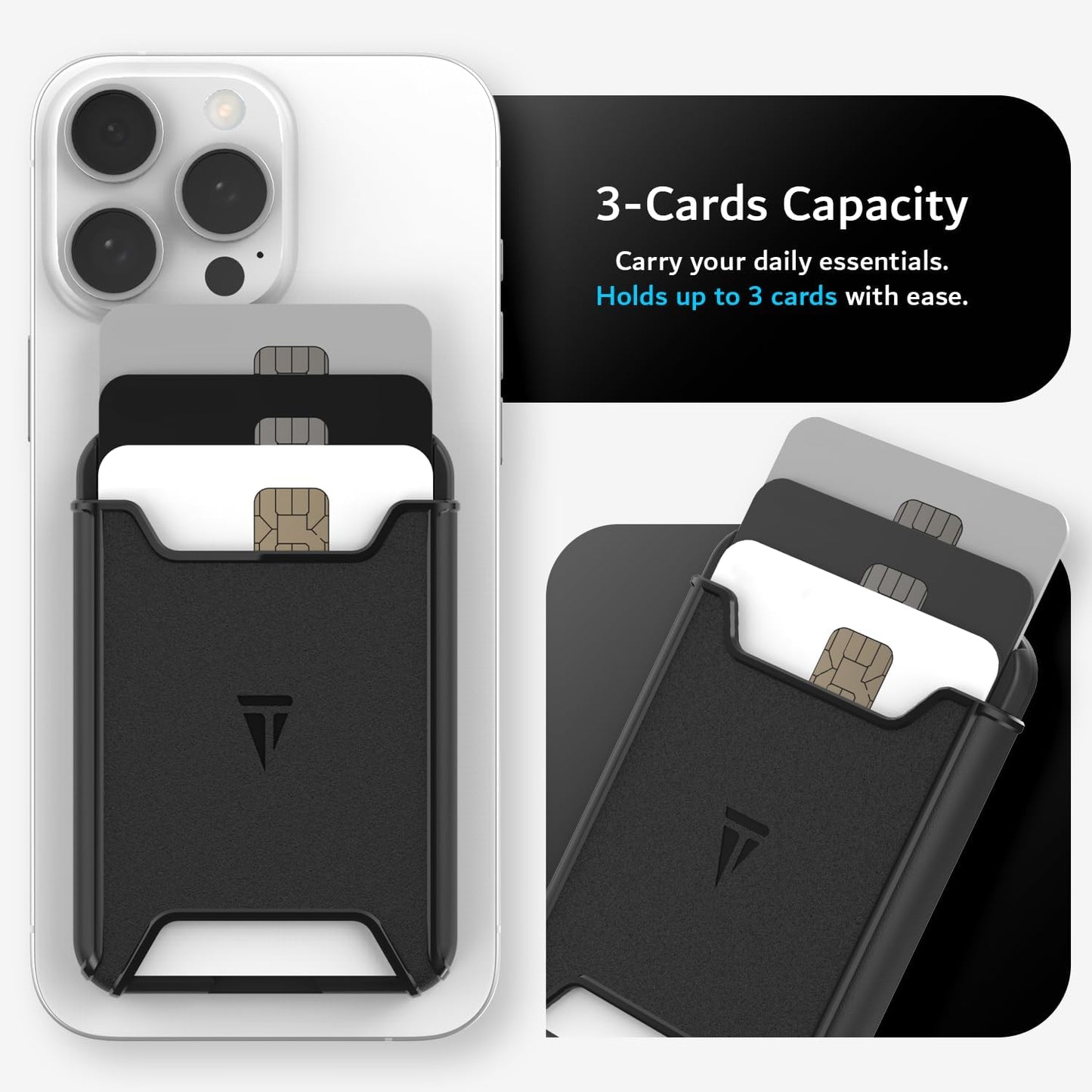 Card Holder Case [3-Cards Capacity] PC Wallet with Strong Magnetic Hold