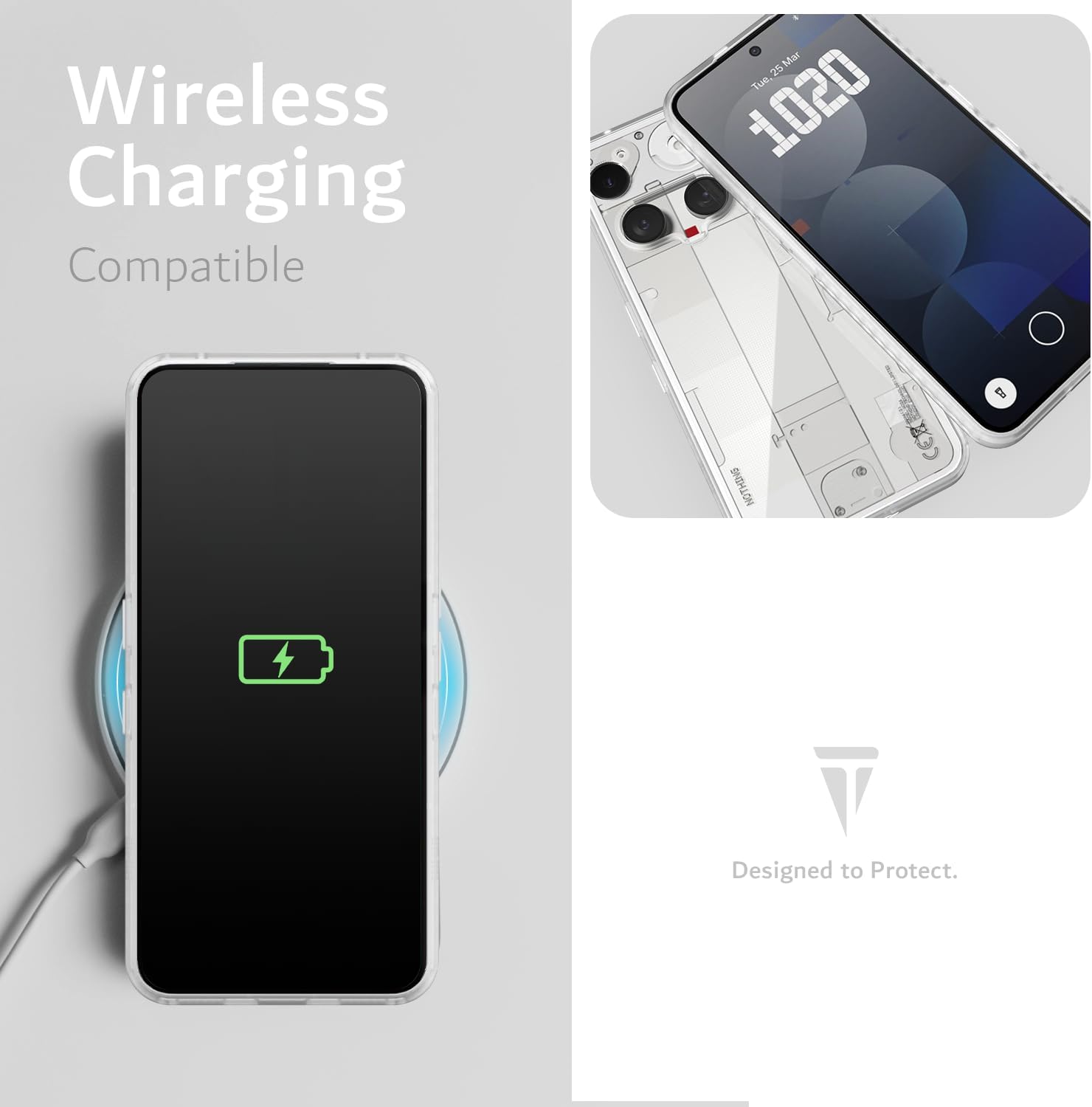Charge your Nothing Phone 3 effortlessly with the Lucion case, fully compatible with wireless charging.