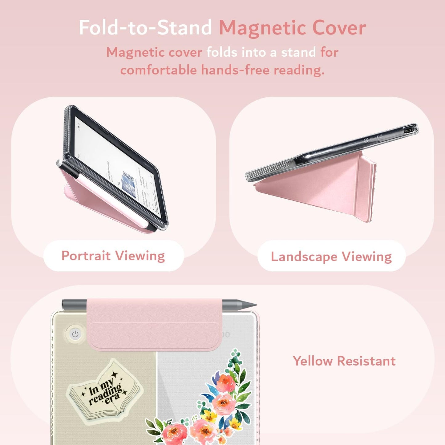 Kobo Libra Colour (2024) Case M-FLIP Detachable Clear Magnetic Fold Cover with Stylus Holder
