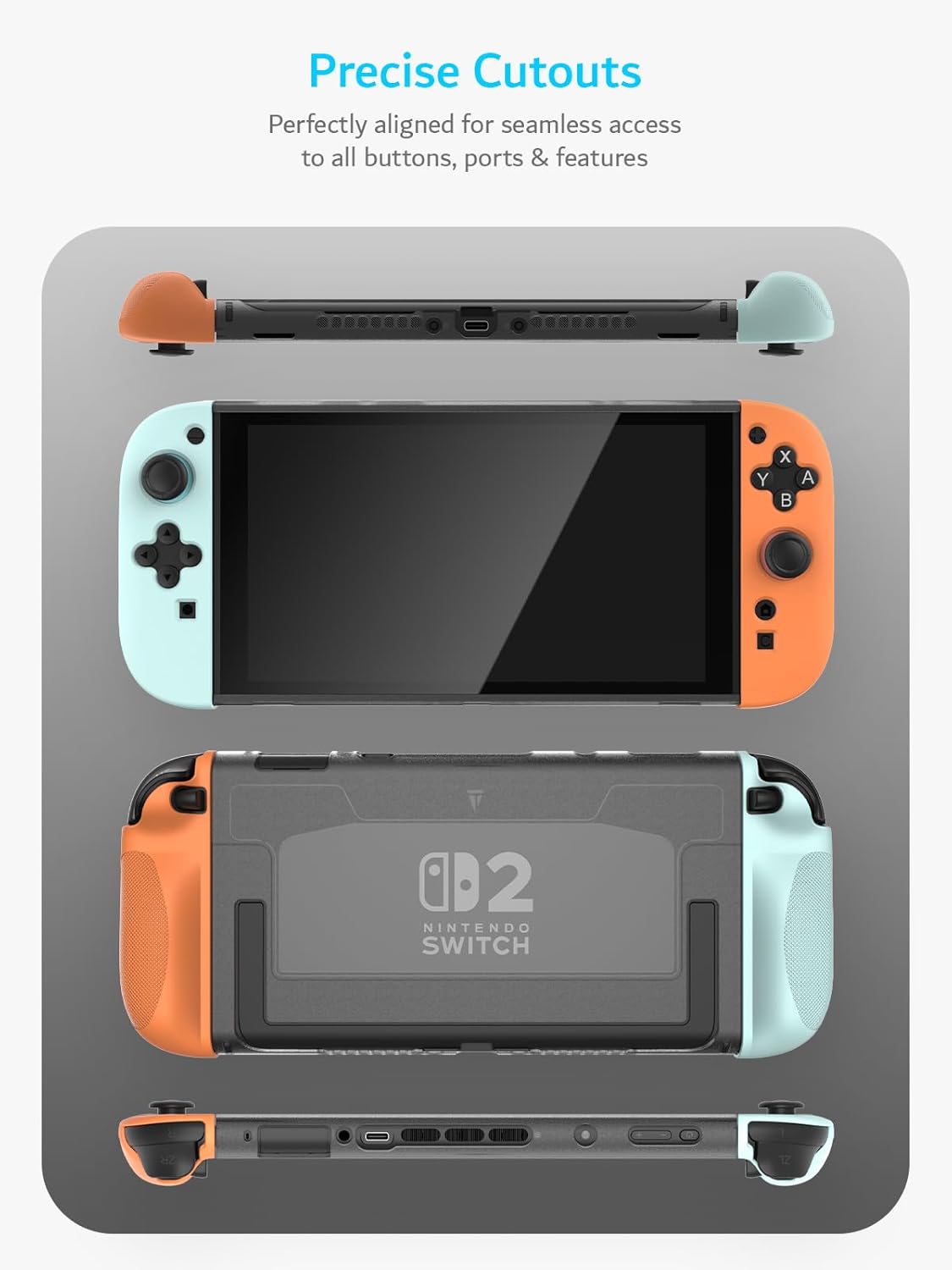 Nintendo Switch 2 (2025) Console PC Cover with Enhanced Shockproof TPU Handheld Grip