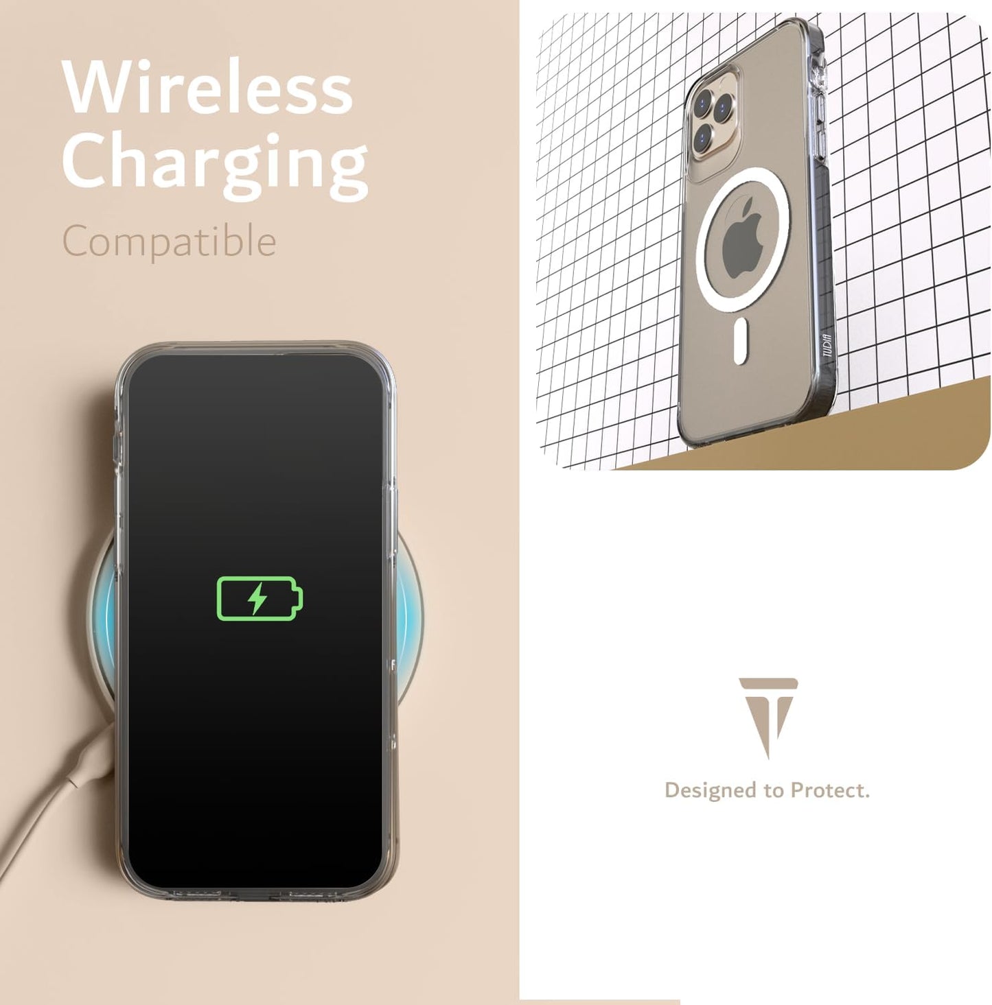 Charge your iPhone 16 Pro effortlessly with this wireless charging-compatible phone case.