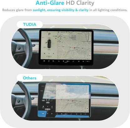2-in-1 Tempered Glass Screen Protector Case for Tesla Model 3 (2017–2023) & Model Y (2020–2024) – 15"