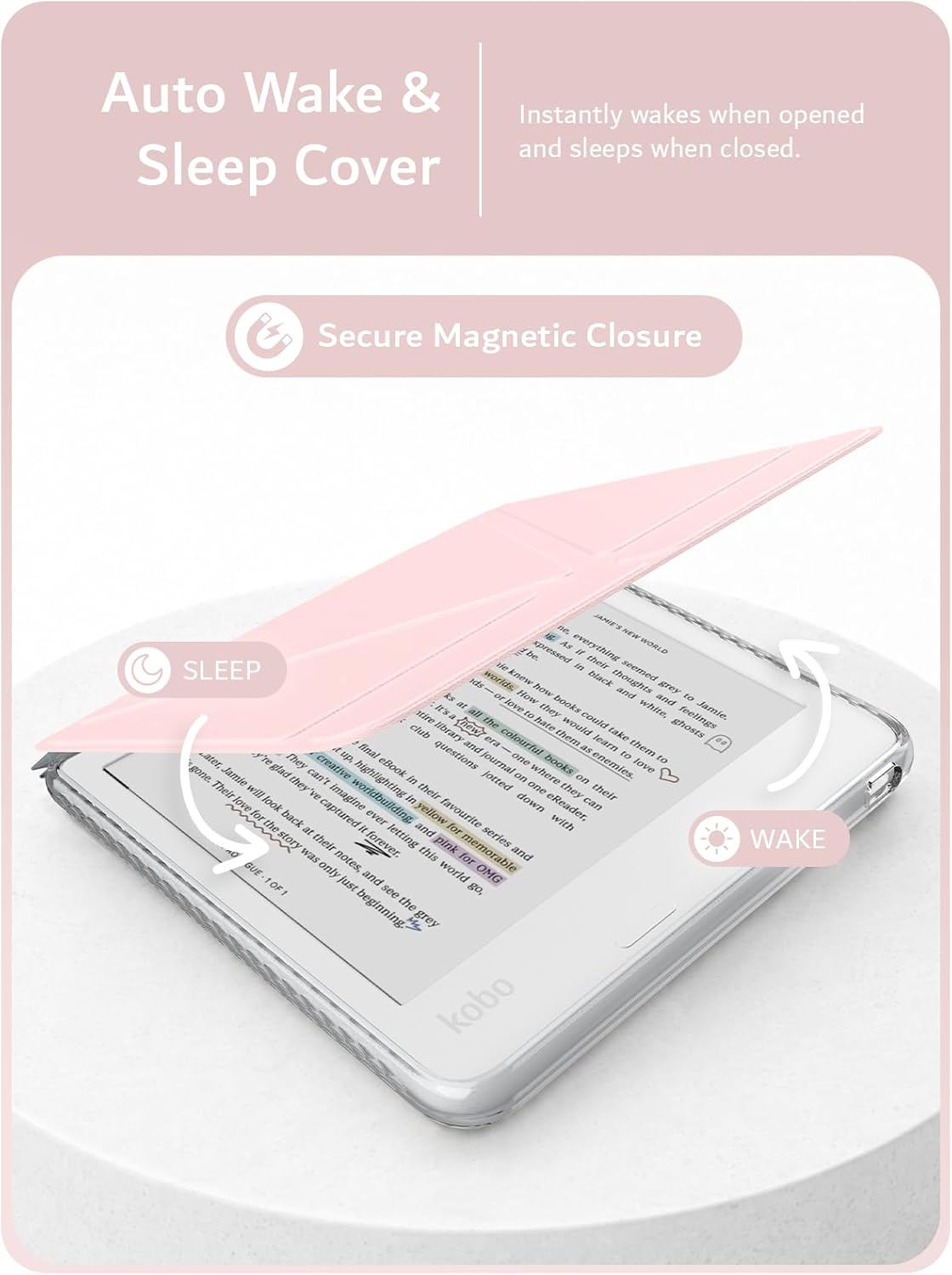 Kobo Libra Colour (2024) Case M-FLIP V2 Detachable Clear Magnetic Fold Cover with/Without Stylus