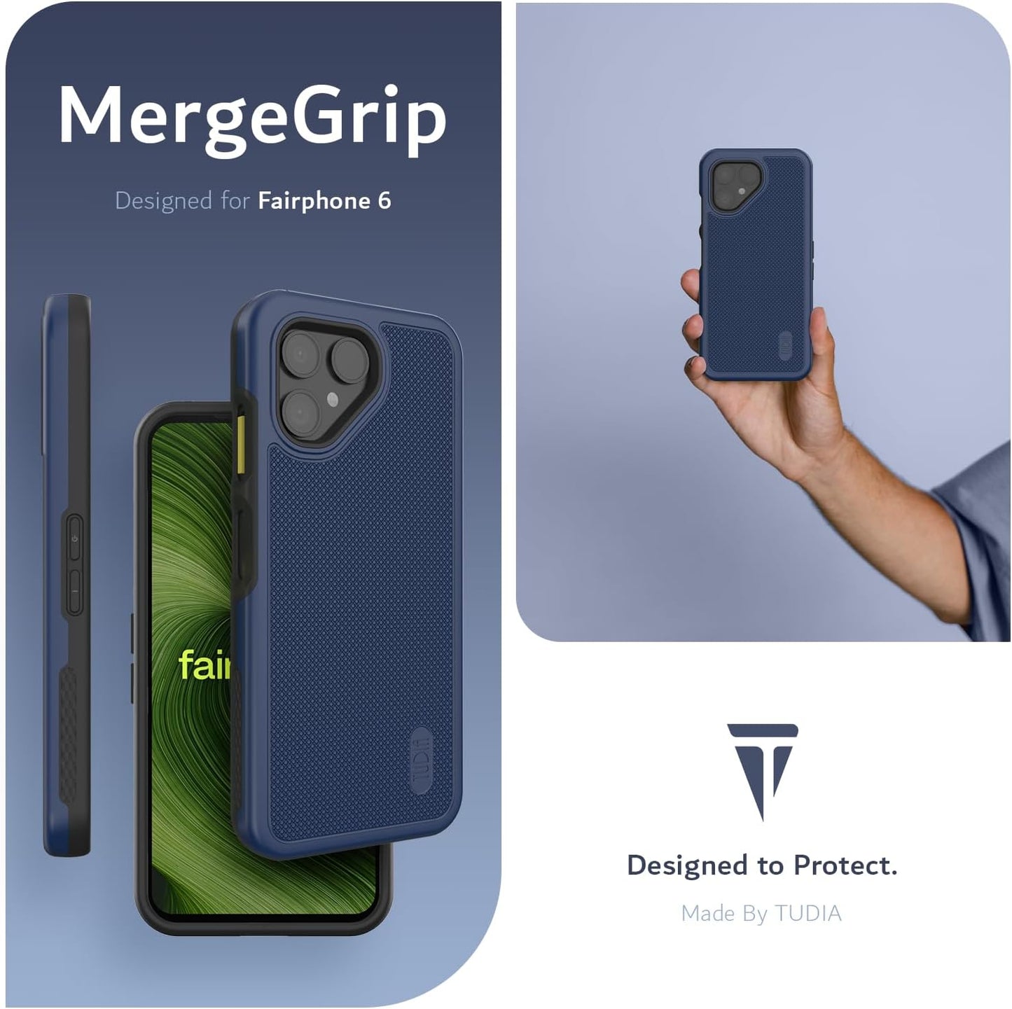 Featuring MergeGrip technology, this Fairphone 6 case offers enhanced protection and a secure hold.