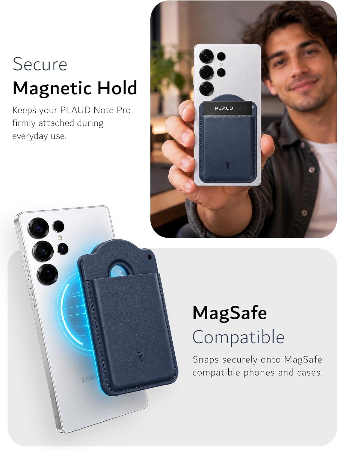 PLAUD Note Pro AI Voice Recorder Leather Magnetic Holder Case