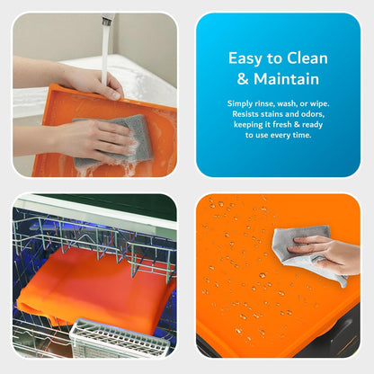 Designed for effortless cleaning, this surface can be rinsed, washed, or wiped clean, resisting stains and odors to remain fresh and ready to use.