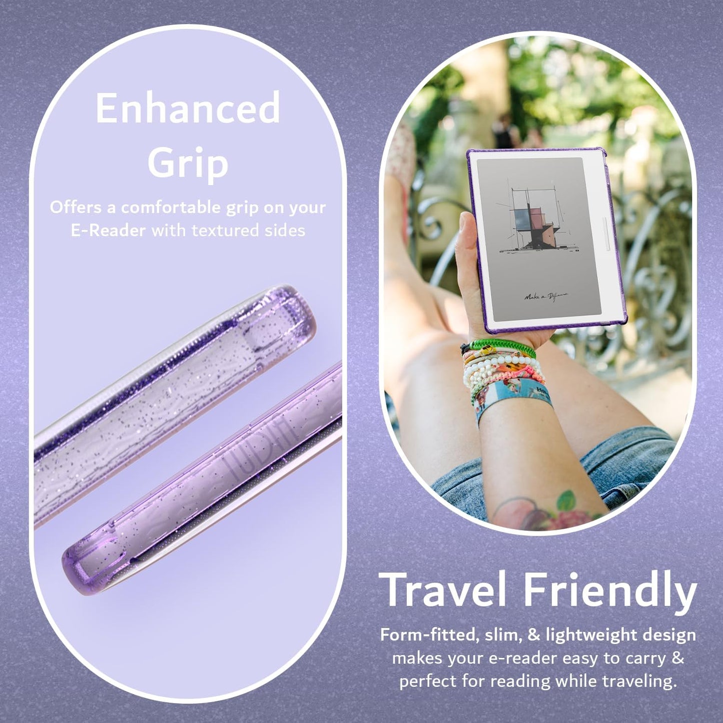 Boox Go 7/ Go Color 7 Case (Gen 1 & 2, 2024/2025) Clear Case Anti-Yellowing Silicone Glitter Transparent TPU Bumper