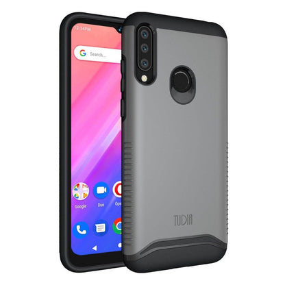 Metallic Slate MERGE Heavy Duty Dual Layer Case for BLU V90 / BLU G80 – Rugged Shockproof Protective Phone Cover