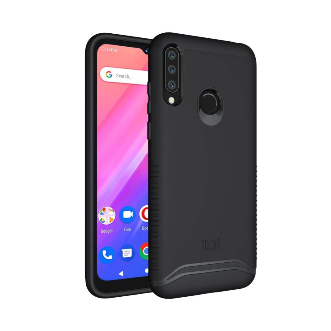 Jet Black MERGE Heavy Duty Dual Layer Case for BLU V90 / BLU G80 – Rugged Shockproof Protective Phone Cover