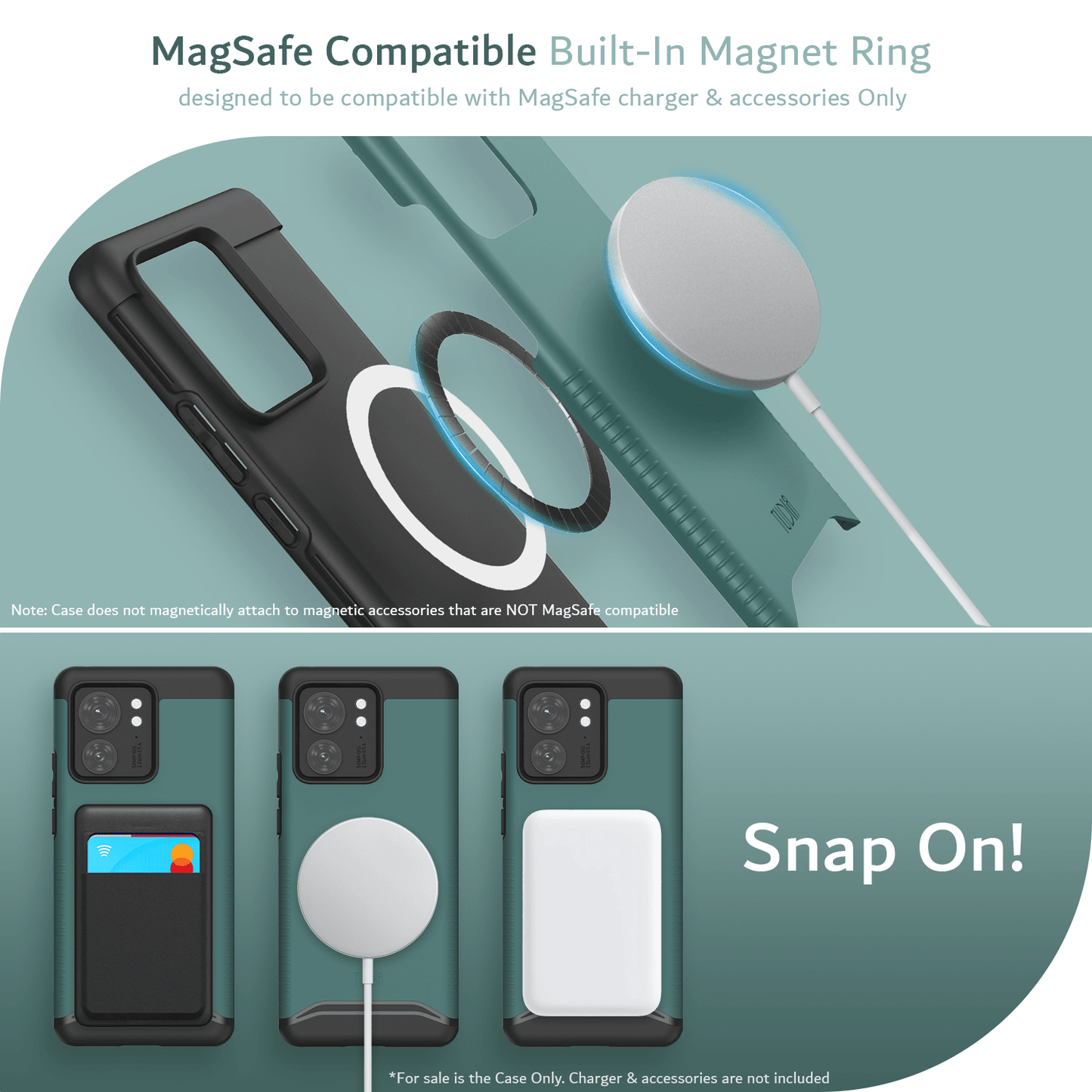 TUDIA Merge Case for Motorola Edge 2023 / Edge 40 in Pine Green – MagSafe Compatible Slim Shockproof Protective Cover with Built-in Magnetic Ring