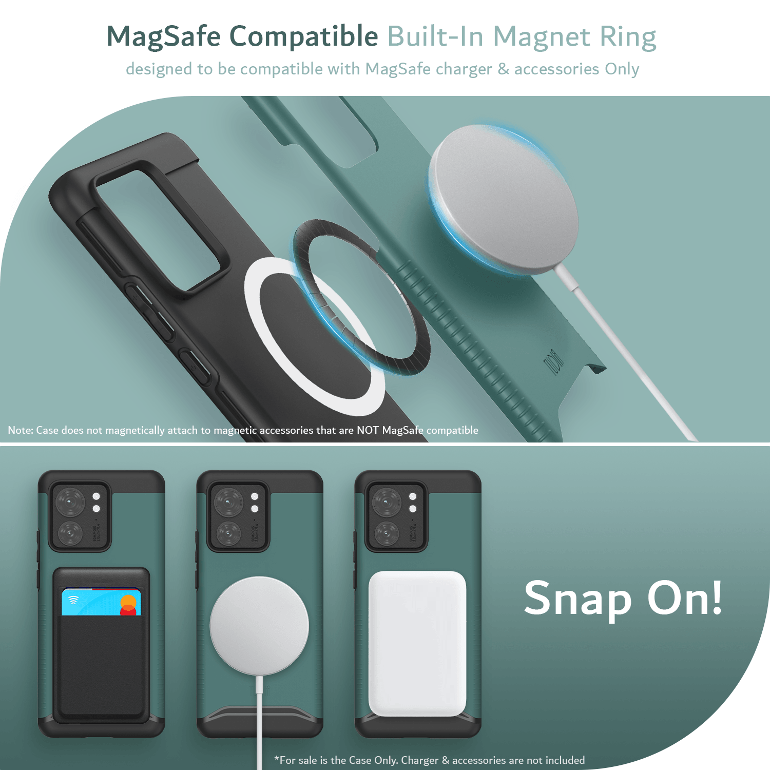 TUDIA Merge Case for Motorola Edge 2023 / Edge 40 in Pine Green – MagSafe Compatible Slim Shockproof Protective Cover with Built-in Magnetic Ring