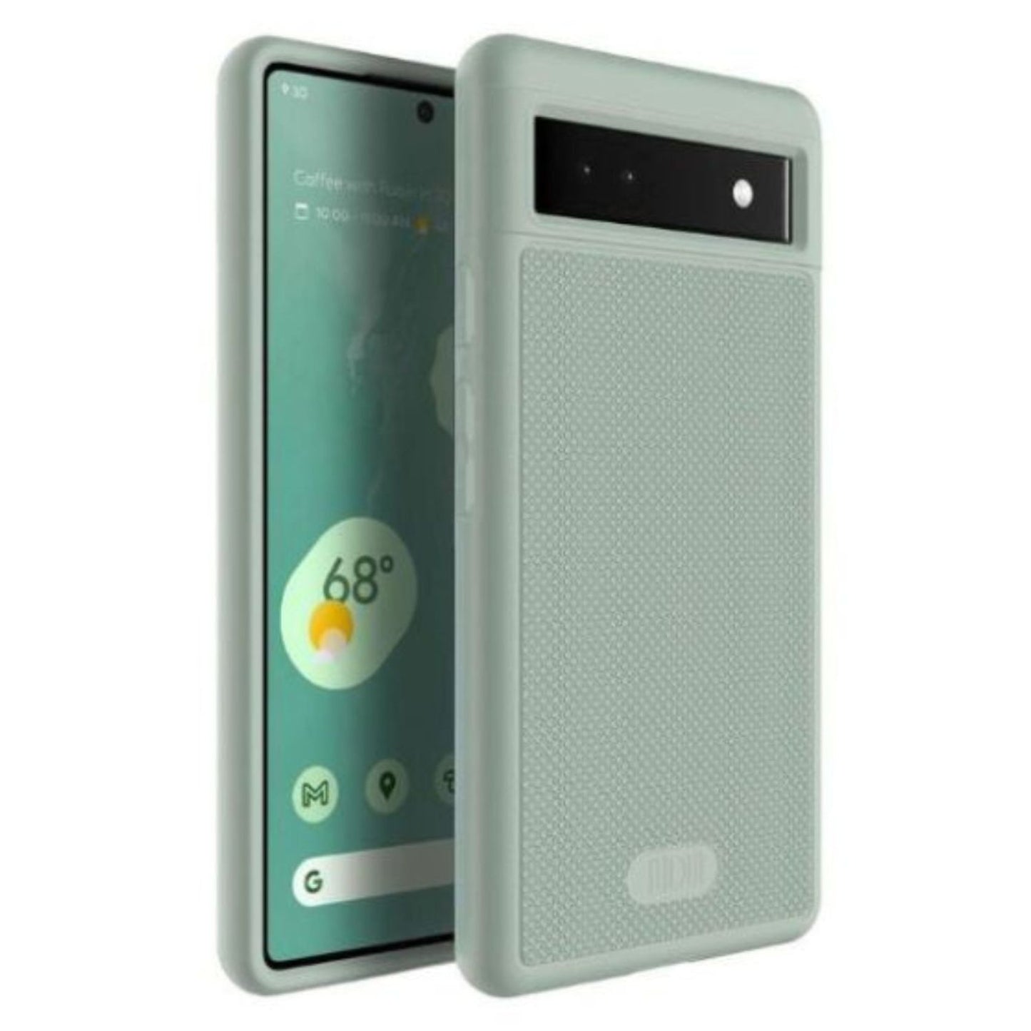 Google Pixel 6a phone case MergeGrip DualShield heavy duty protective cover in green lily color, shockproof and durable smartphone case
