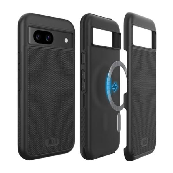Black MergeGrip MagSafe Compatible Case for Google Pixel 8a with Built-In Magnet – Slim Shockproof Protective Cover
