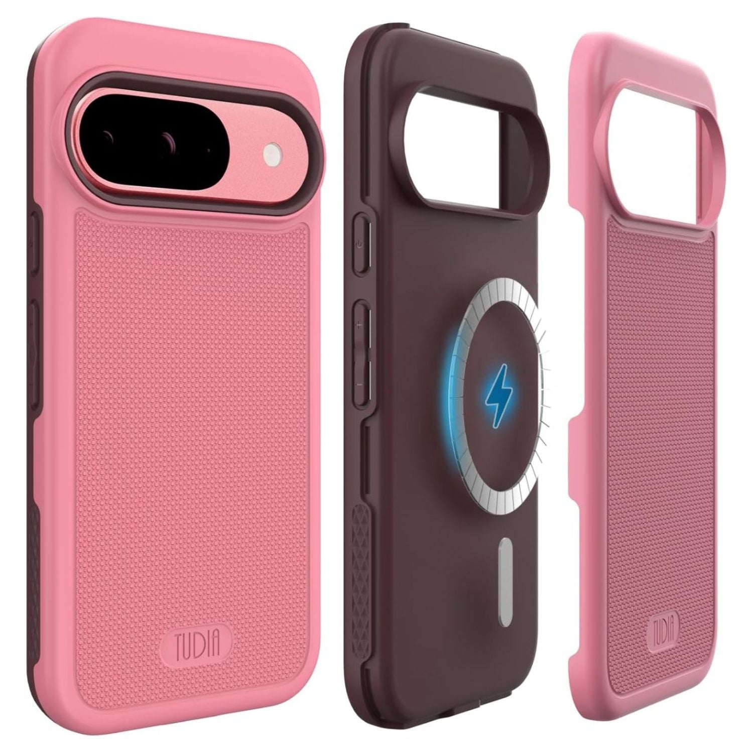Smokey Pink MagSafe Compatible MERGEGrip Case with Built-In Magnet for Google Pixel 9 / Pixel 9 Pro (2024) – Heavy Duty Shockproof Protective Phone Cover