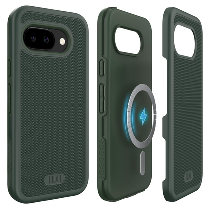 Stylish Pine Green Google Pixel 9a case designed to work seamlessly with MagSafe chargers and accessories.