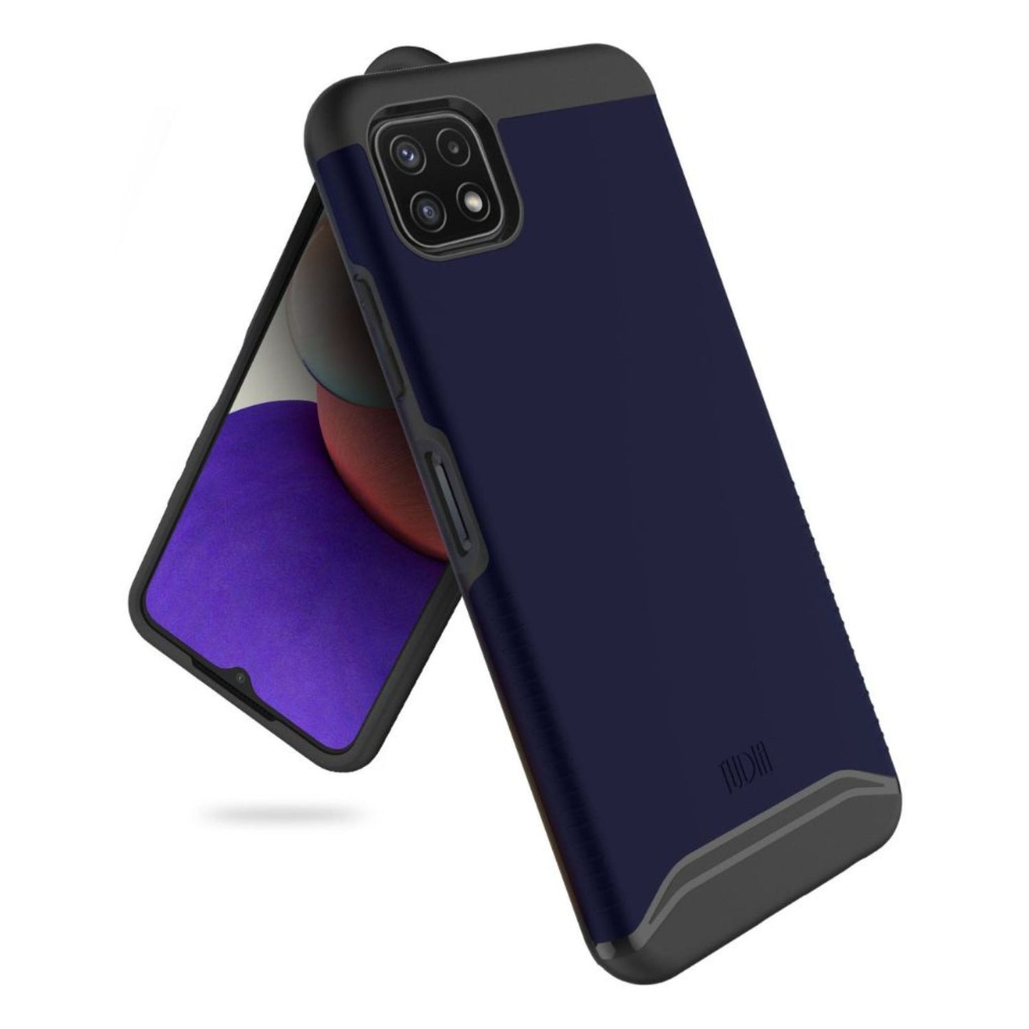 Samsung Galaxy A22 5G 2021 heavy duty dual layer protective case in indigo blue, shockproof and durable phone cover