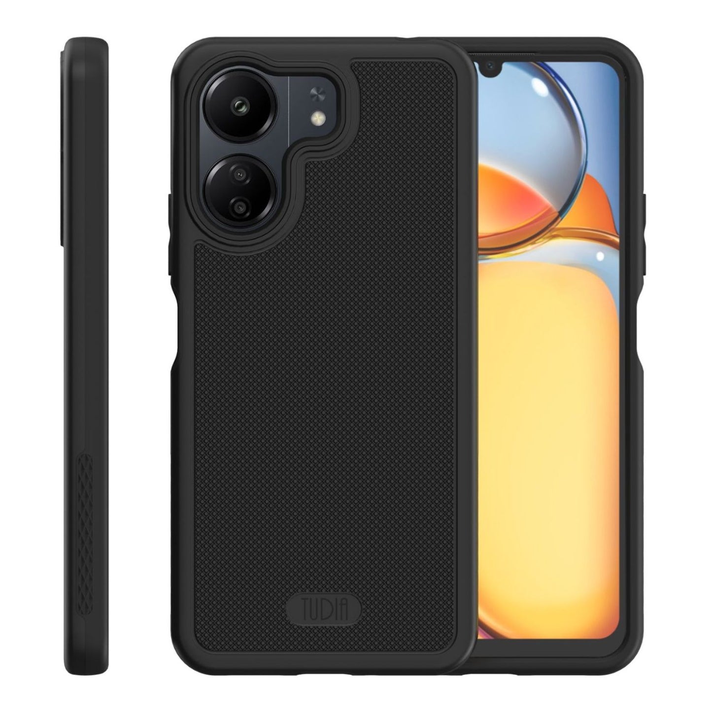 Xiaomi Redmi 13C and Xiaomi Poco C65 4G heavy duty MergeGrip protective case in jet black, shockproof and rugged phone cover