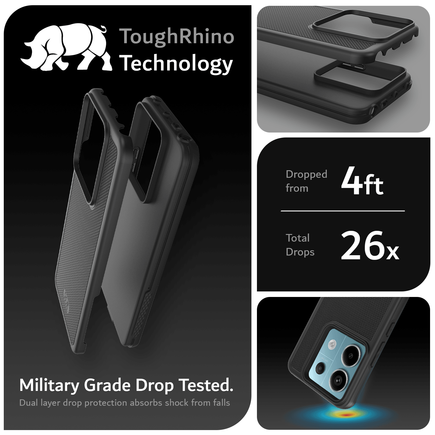 Rugged MergeGrip case for Xiaomi Redmi Note 13 Pro 5G and POCO X6 5G (2024) with dual-layer military-grade shockproof protection
