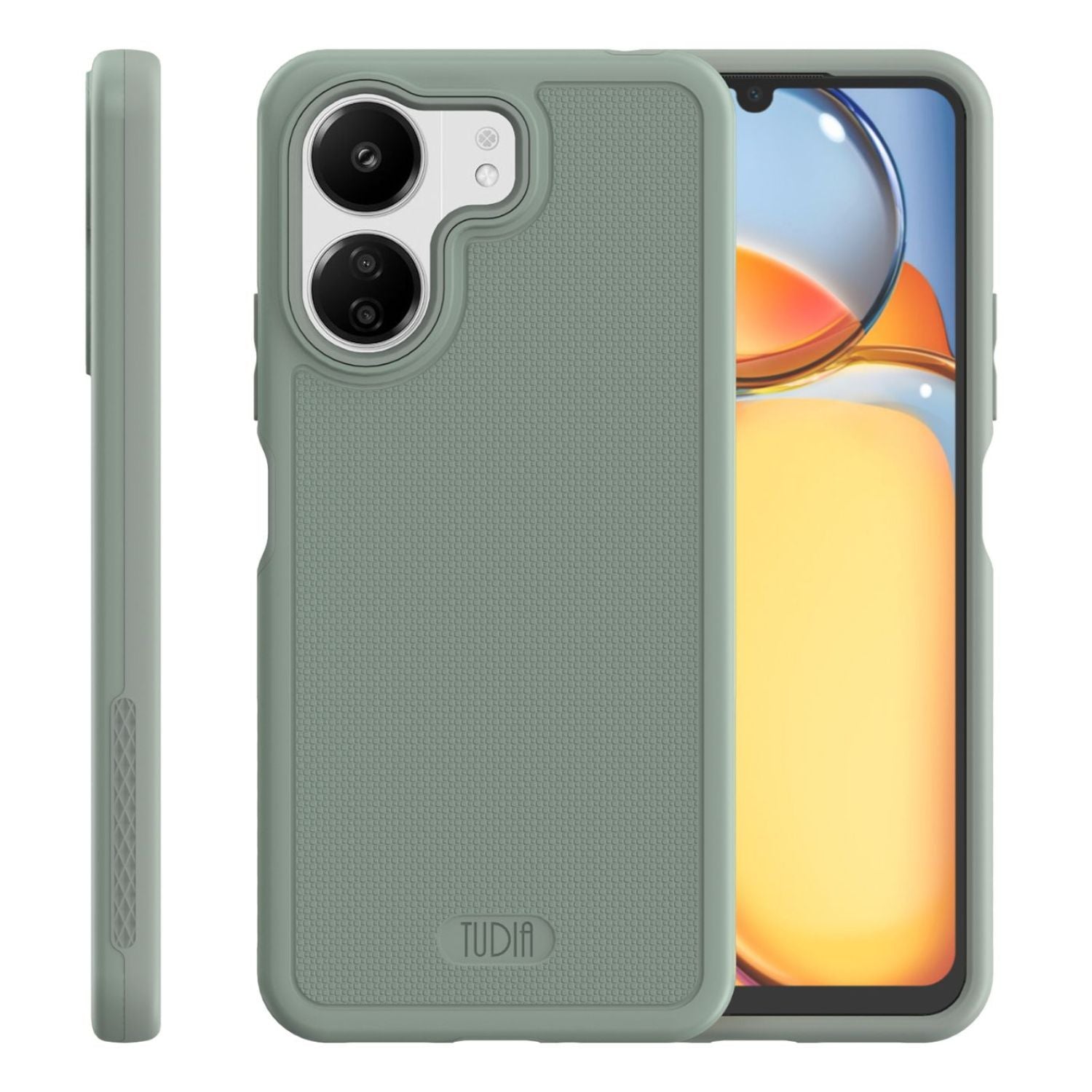 Xiaomi Redmi 13C and Poco C65 4G heavy duty MergeGrip phone case in green lily color, durable shockproof protective cover