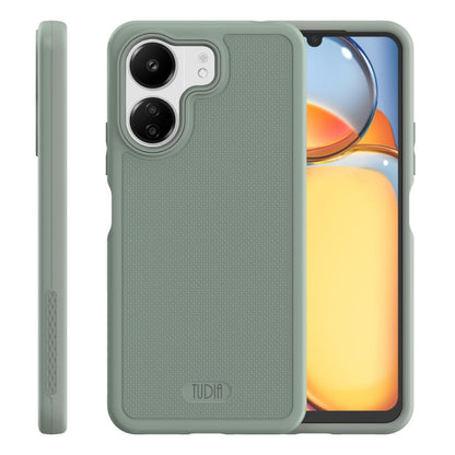 Xiaomi Redmi 13C and Poco C65 4G heavy duty MergeGrip phone case in green lily color, durable shockproof protective cover