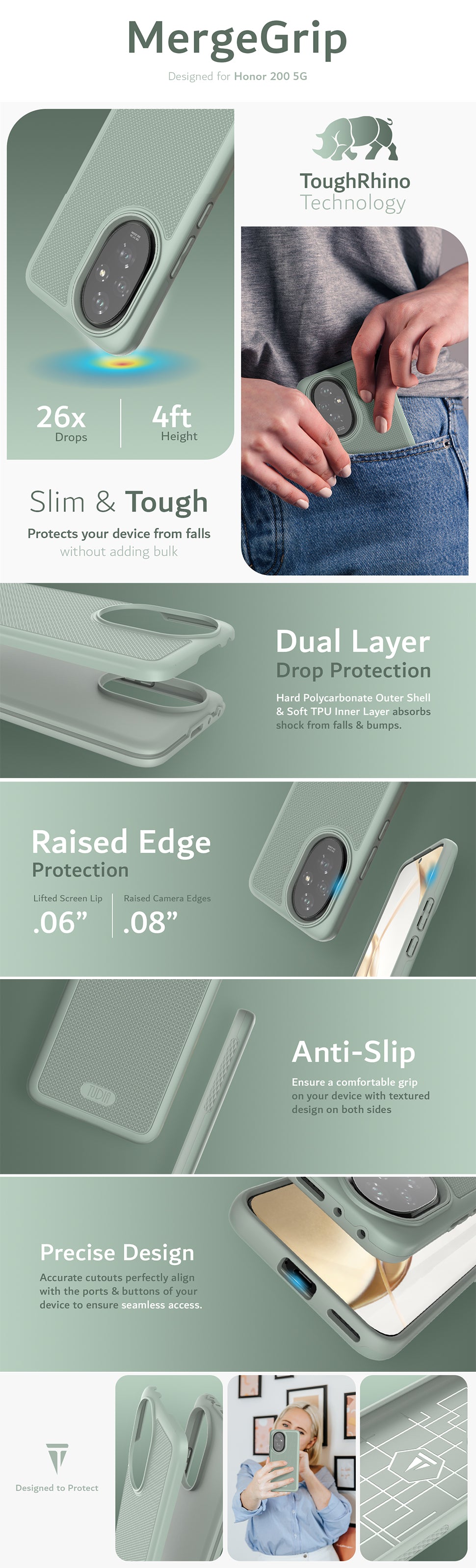 TUDIA HONOR 200 5G MergeGrip Dual Layer Protection - Heavy Duty Case