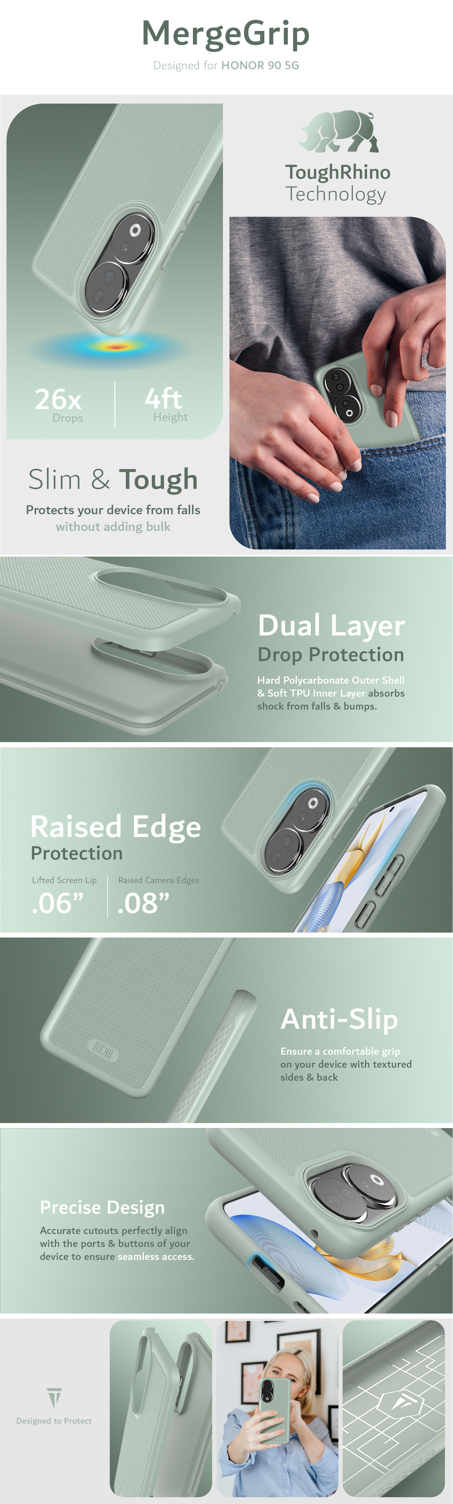TUDIA HONOR 90 5G MergeGrip Dual Layer Protection - Heavy Duty Case