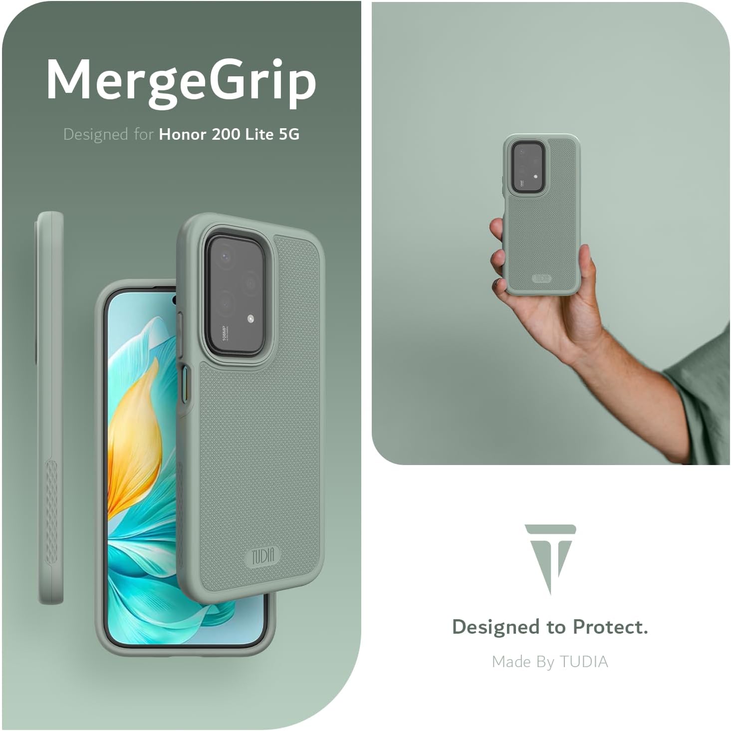 TUDIA MergeGrip Case for Honor Magic 200 Lite 5G – Rugged DualShield Military-Grade Protection, Slim Fit, Shockproof Design