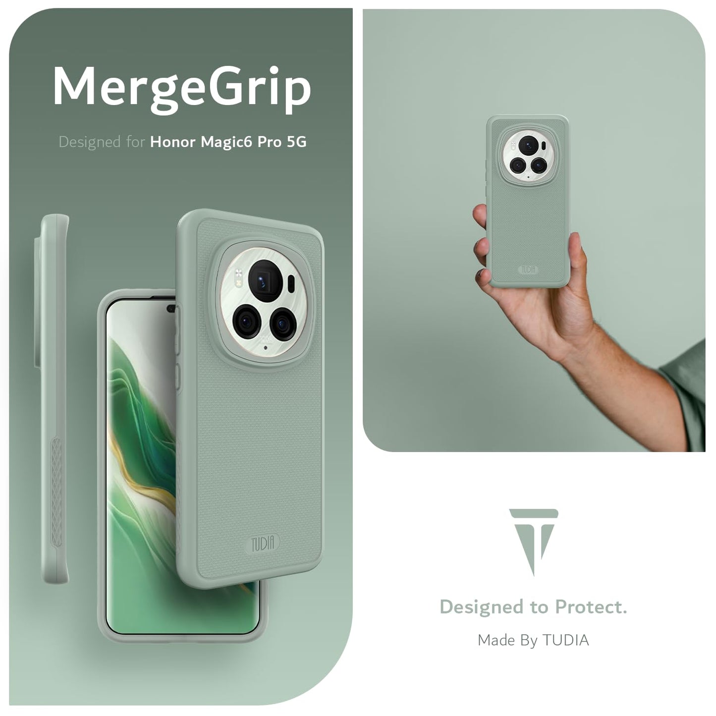 TUDIA MergeGrip Heavy Duty DualShield Case for Honor Magic 6 Pro 5G – Slim Shockproof Rugged Protection with Grip