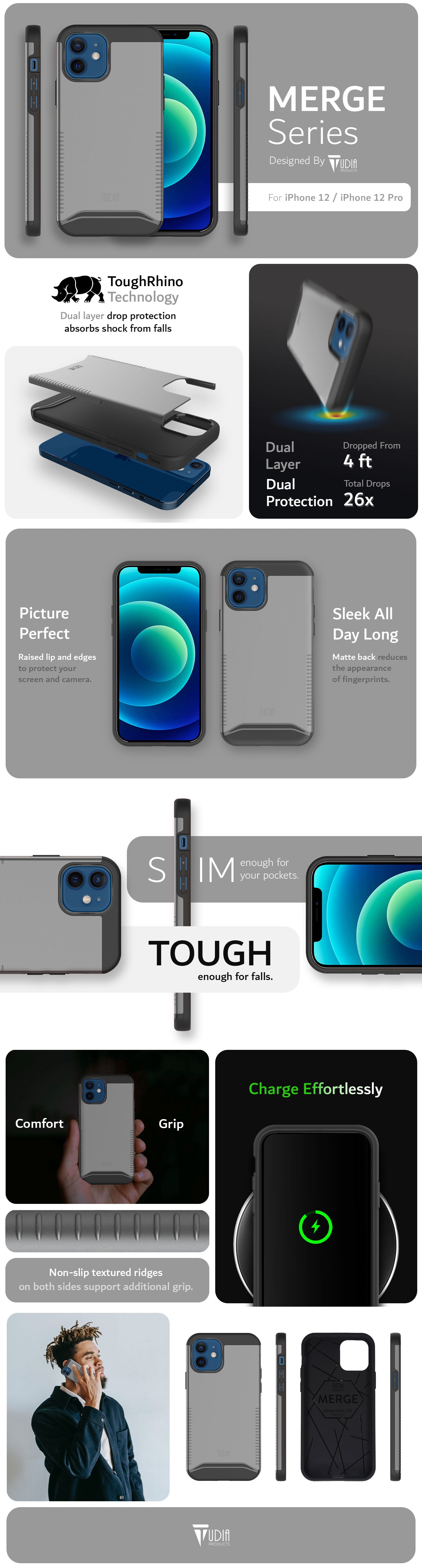 TUDIA MERGE iPhone 12 / iPhone 12 Pro Dual Layer Protection Heavy Duty Case