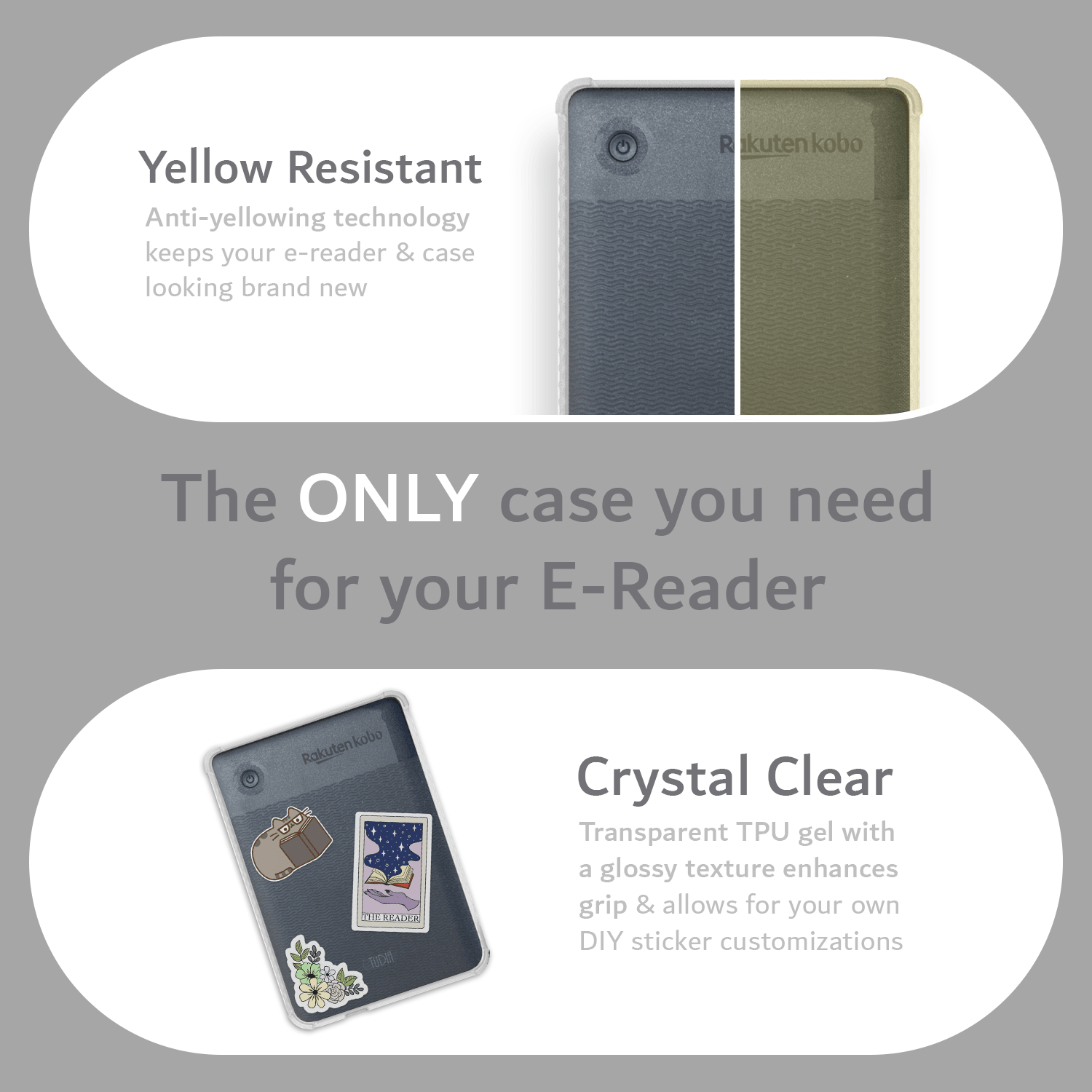 Kobo Clara 2E 6 inch case translucent yellow lightweight thin TPU cover resistant to scratches and drops