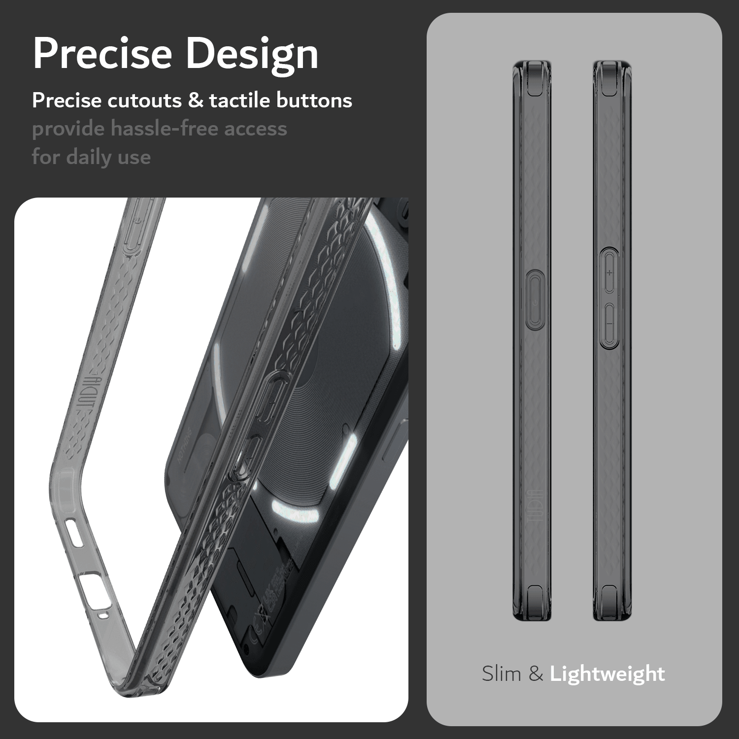 LUCION Transparent Protective Case for Nothing Phone 2 with Precise Cutouts and Tactile Buttons