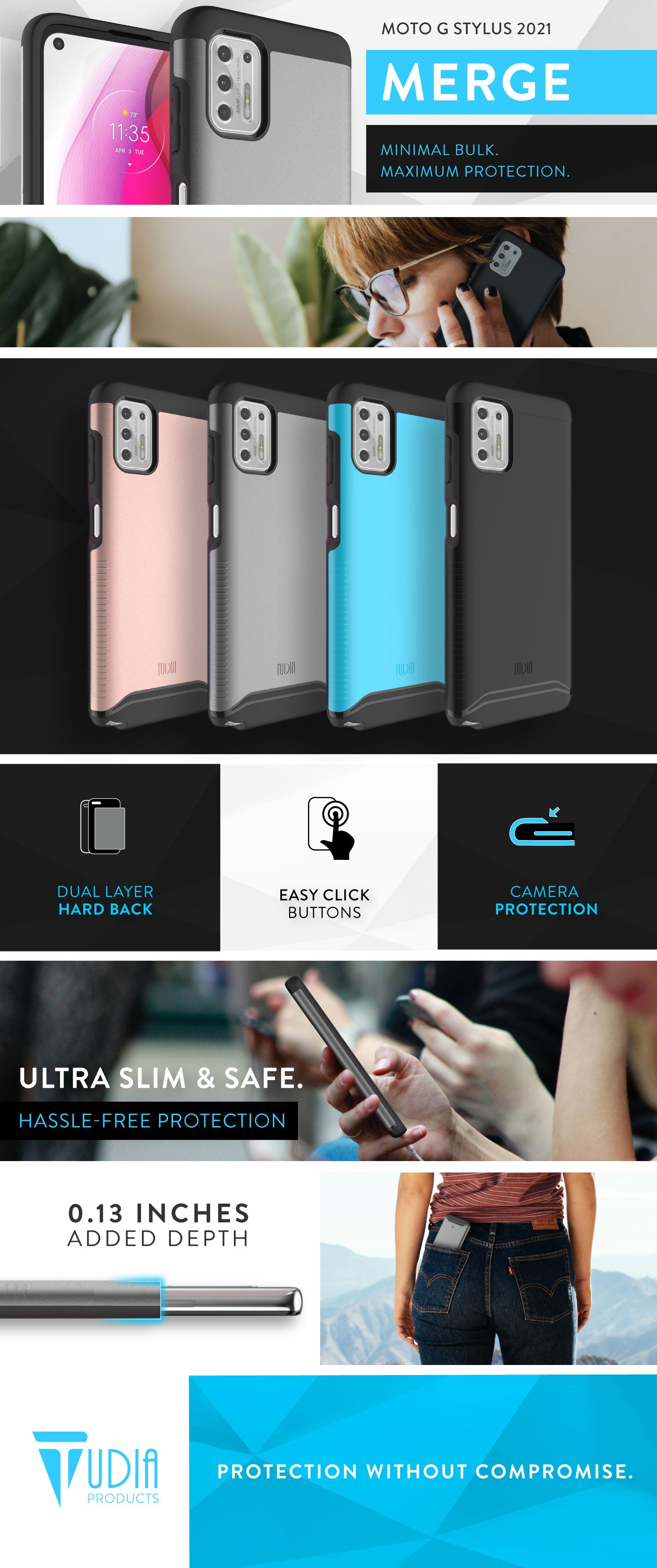 TUDIA Motorola Moto G Stylus 2021 MERGE Dual Layer Heavy Duty Case