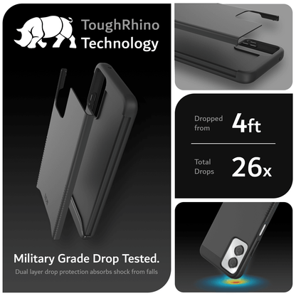 Rugged black MergeGrip heavy duty phone case for Moto G Power 5G (2024) with dual-layer military-grade drop protection and textured grip