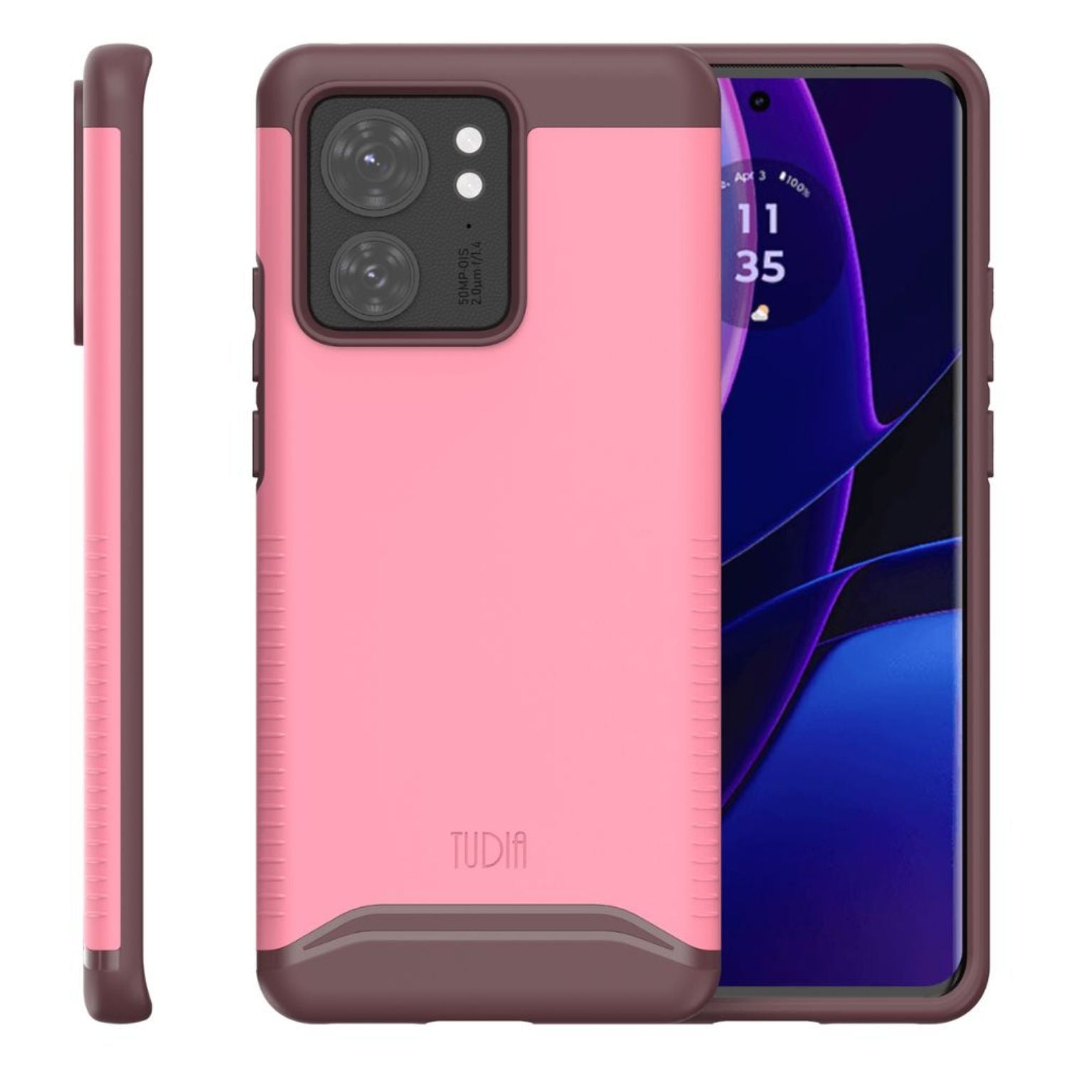 Motorola Edge 2023 smartphone case MERGE in smokey pink with built-in magnet, compatible with Motorola Edge 40, slim protective cover