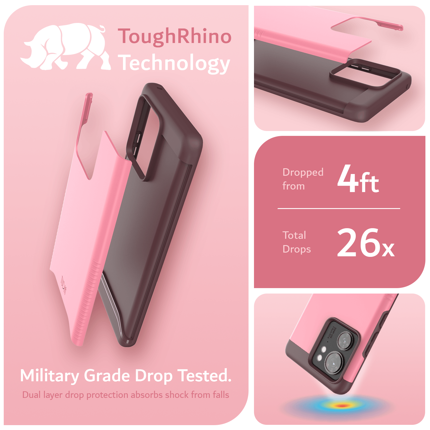 Motorola Edge 2023 Edge 40 MERGE heavy duty dual layer military grade drop tested phone case in black, rugged protective cover