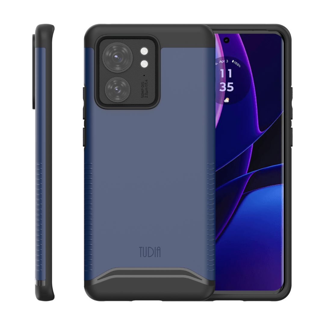 Indigo Blue TUDIA MERGE Dual-Layer Rugged Case for Motorola Edge (2023) and Motorola Edge 40 – Slim Heavy Duty Phone Cover with Shockproof Protection