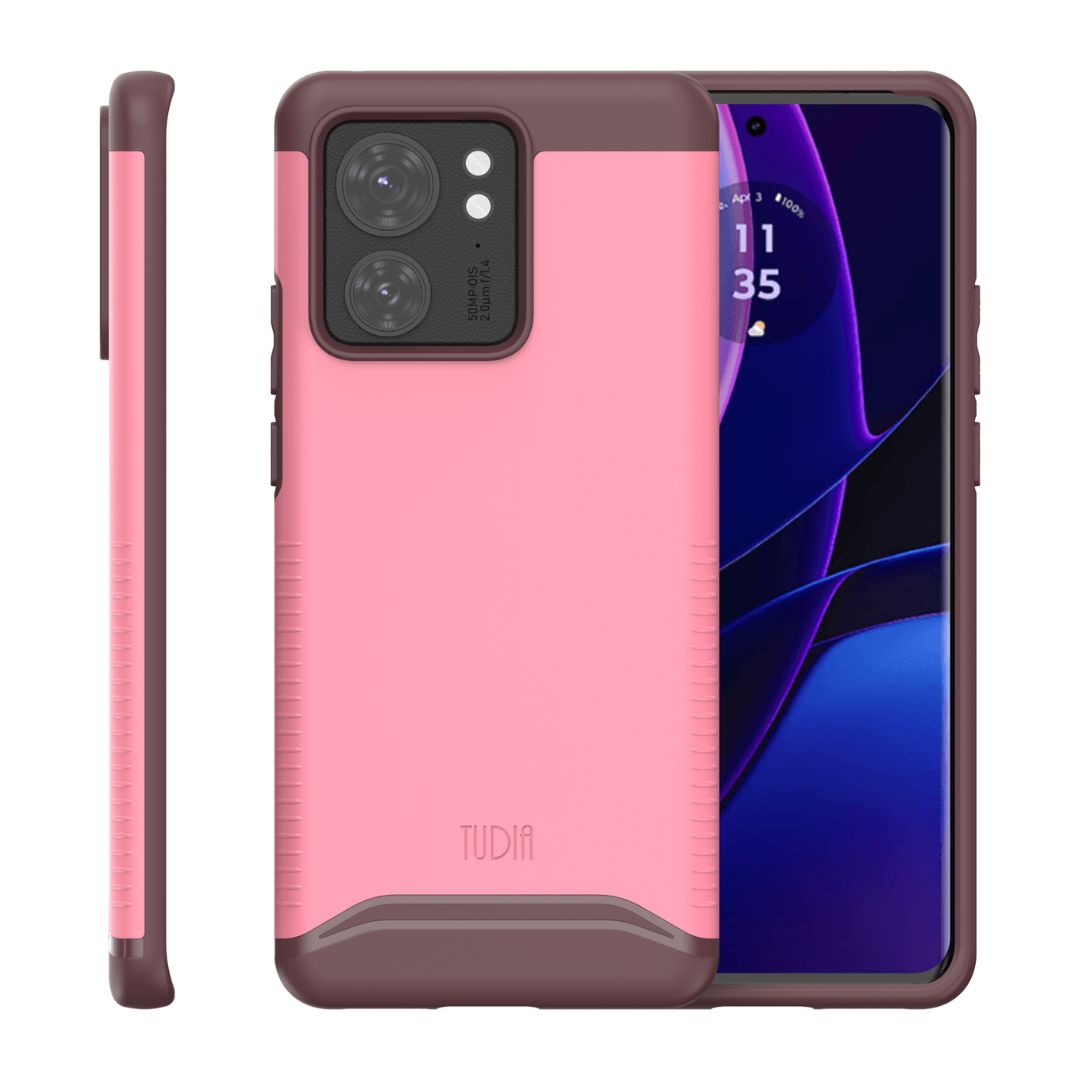 Smokey Pink TUDIA Merge Heavy Duty Dual Layer Case for Motorola Edge (2023) / Edge 40 – Shockproof Rugged Protective Phone Cover