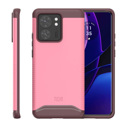 Smokey Pink TUDIA Merge Heavy Duty Dual Layer Case for Motorola Edge (2023) / Edge 40 – Shockproof Rugged Protective Phone Cover