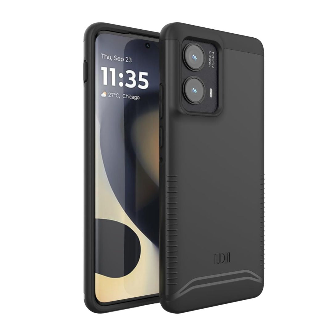 Jet Black MERGE Heavy Duty Dual Layer Case for Motorola Edge 2024 – Durable Shockproof Protective Cover