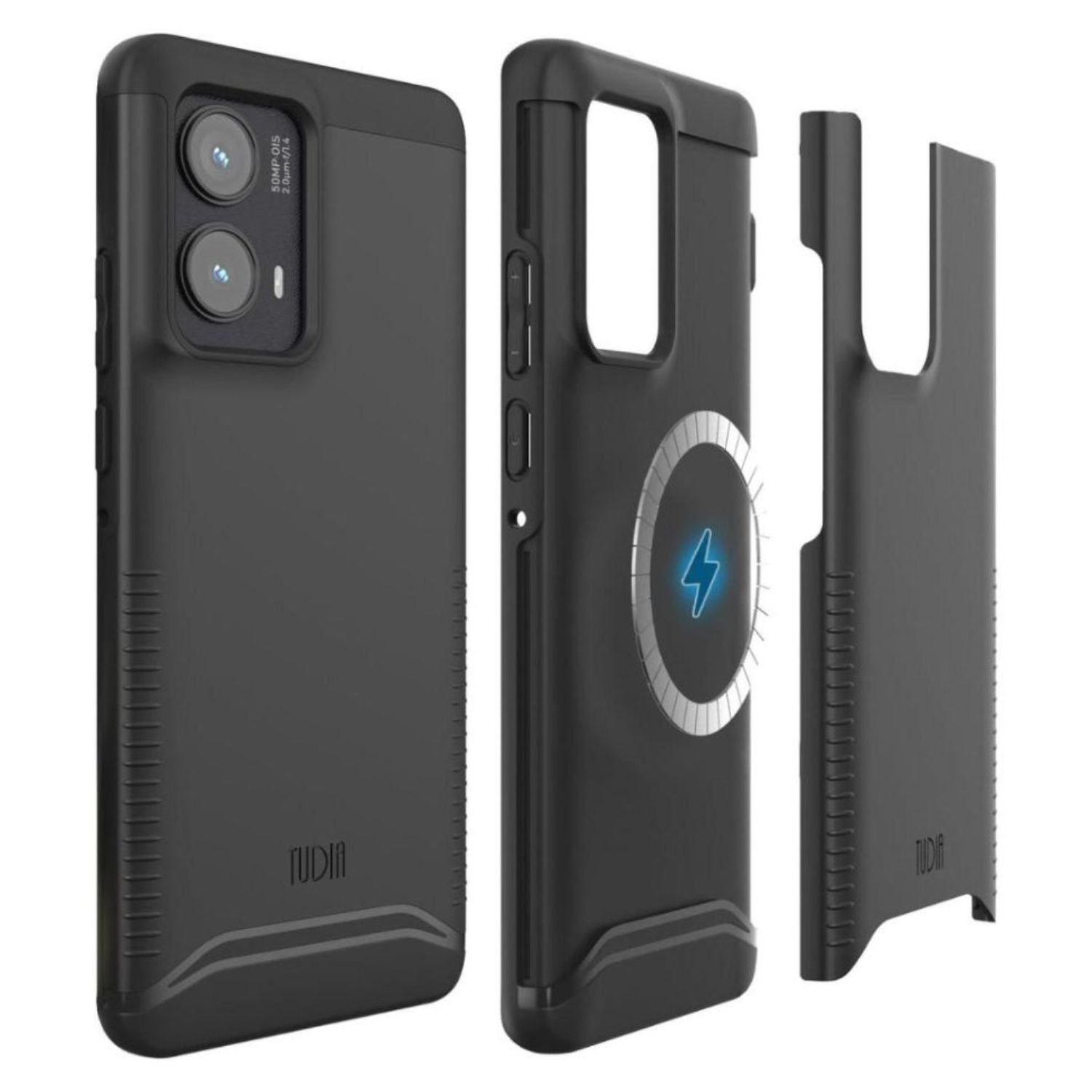 Jet Black MERGE [MagSafe] Heavy Duty Dual Layer Case for Motorola Edge 2024 – Rugged Magnetic Shockproof Protective Phone Cover