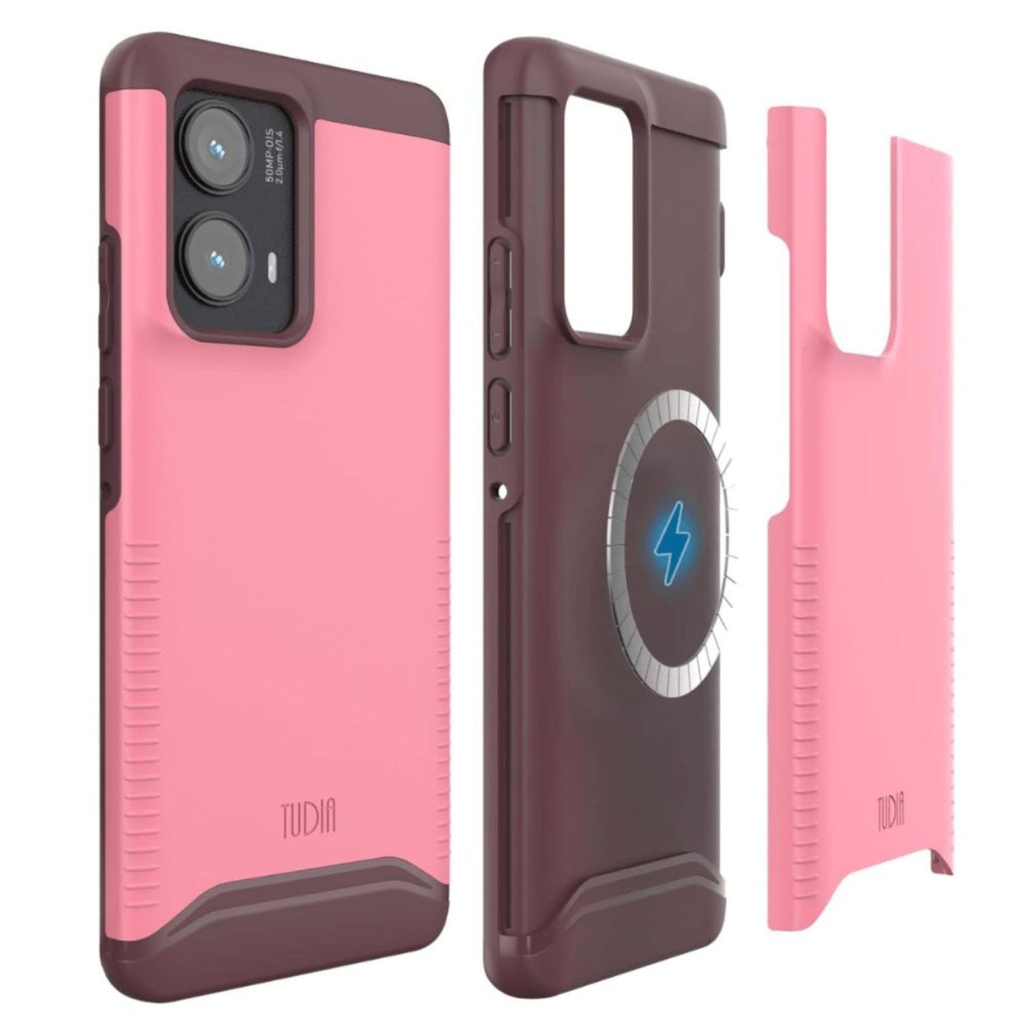 Smokey Pink MERGE [MagSafe] Heavy Duty Dual Layer Case for Motorola Edge 2024 – Rugged Magnetic Shockproof Protective Phone Cover