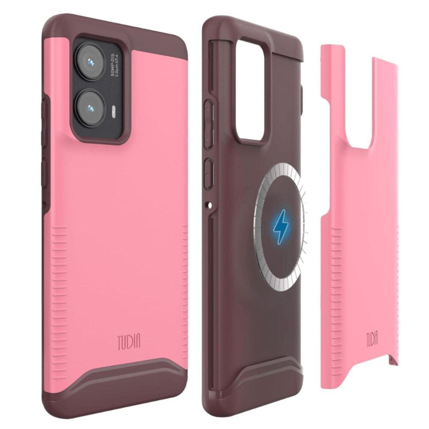 Smokey Pink MERGE [MagSafe] Heavy Duty Dual Layer Case for Motorola Edge 2024 – Rugged Magnetic Shockproof Protective Phone Cover