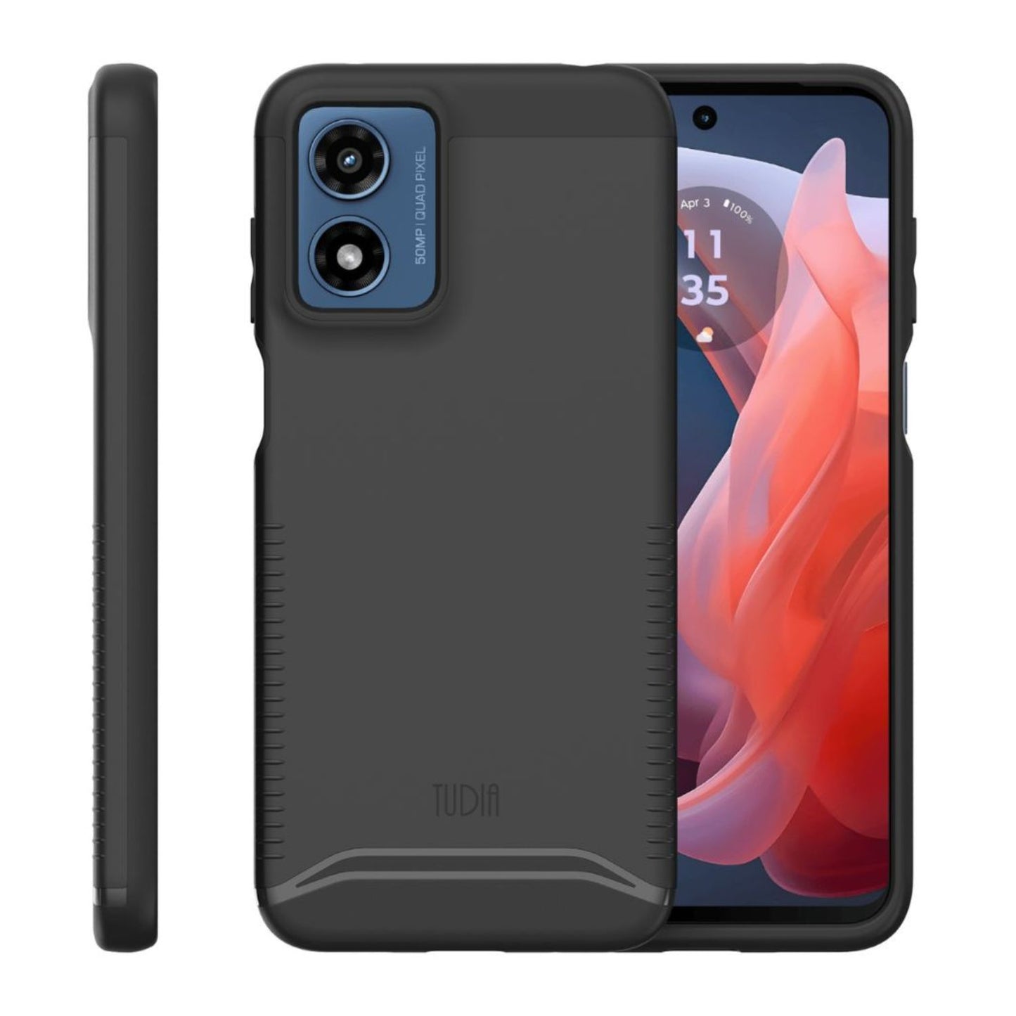 Motorola Moto G Play 4G (2024) Case - TUDIA MERGE Dual Layer Rugged Shockproof Cover (Black)