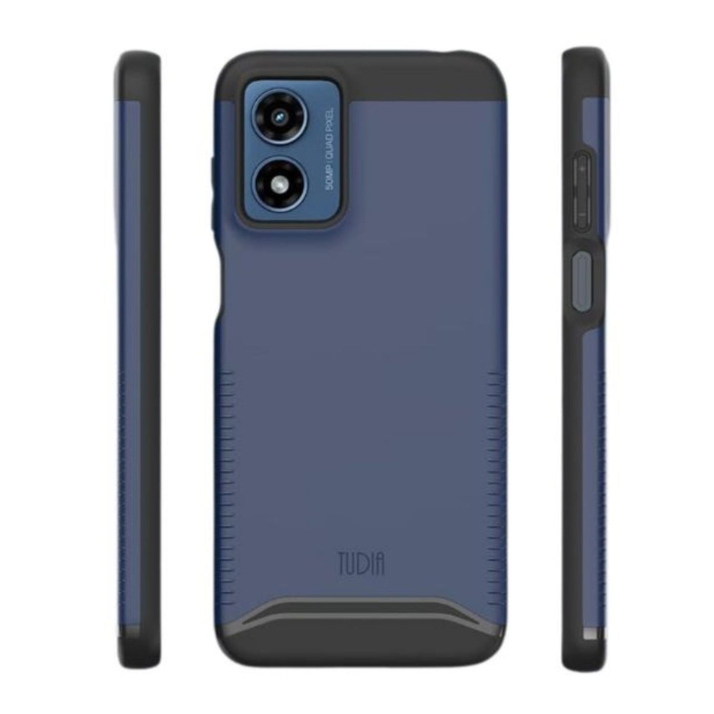 Motorola Moto G Play 4G (2024) heavy duty dual layer protective phone case in indigo blue, MERGE series, shockproof and durable cover
