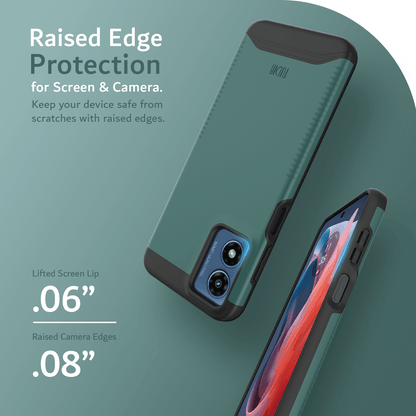 Heavy duty dual layer Motorola Moto G Play 4G (2024) case with shockproof protection and raised edges for screen and camera safety