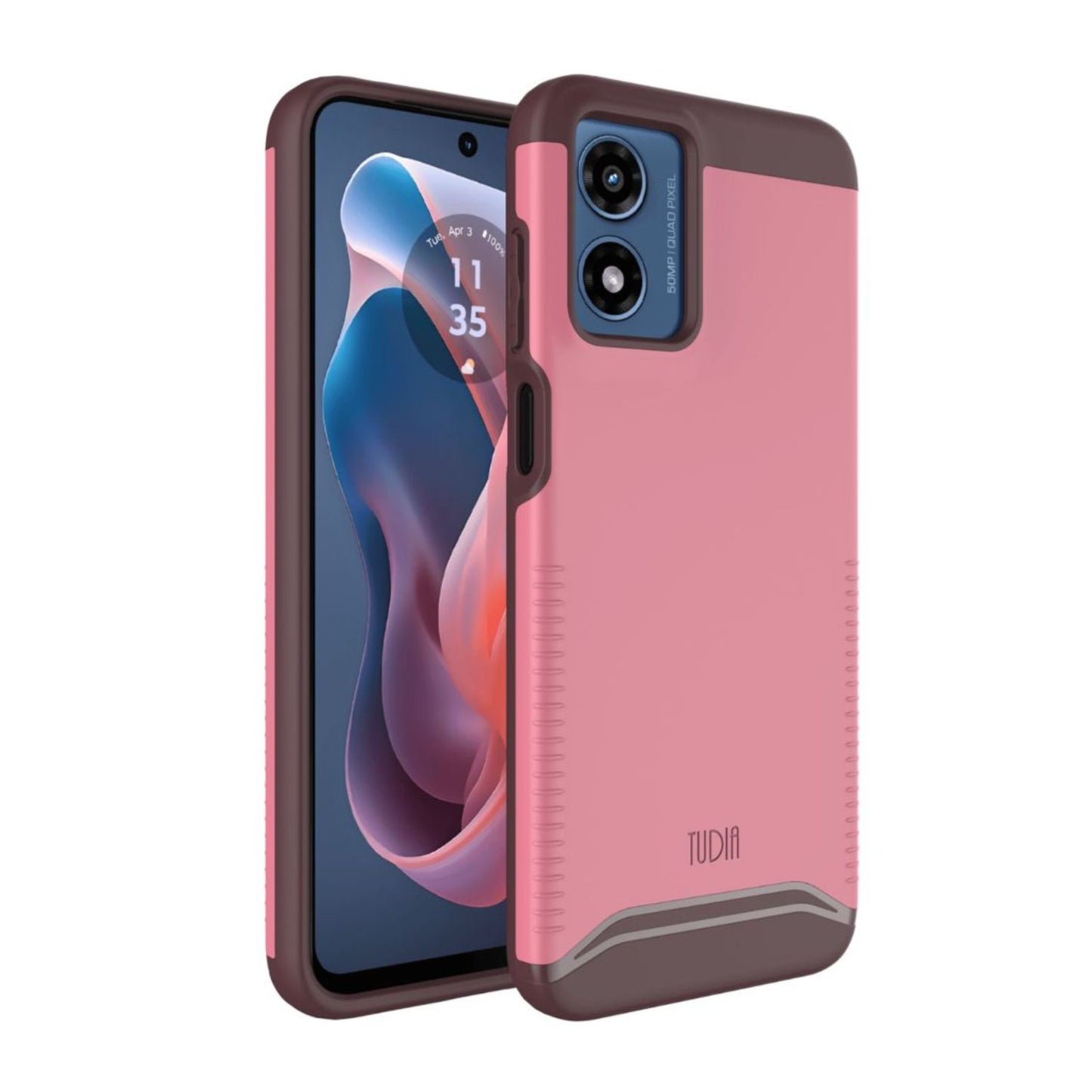 Smokey Pink MERGE Heavy Duty Dual Layer Case for Motorola Moto G Play 4G (2024) – Durable Shockproof Protective Cover