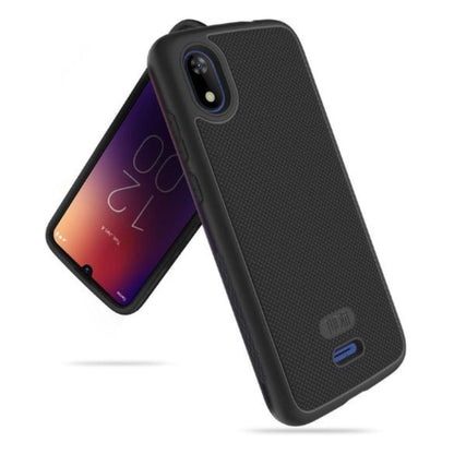 Black MergeGrip Heavy Duty DualShield case for Moxee M2160 / MH-T6000 featuring dual-layer protection, textured anti-slip grip, raised edges for screen and camera protection, and shock-absorbing corners for maximum durability