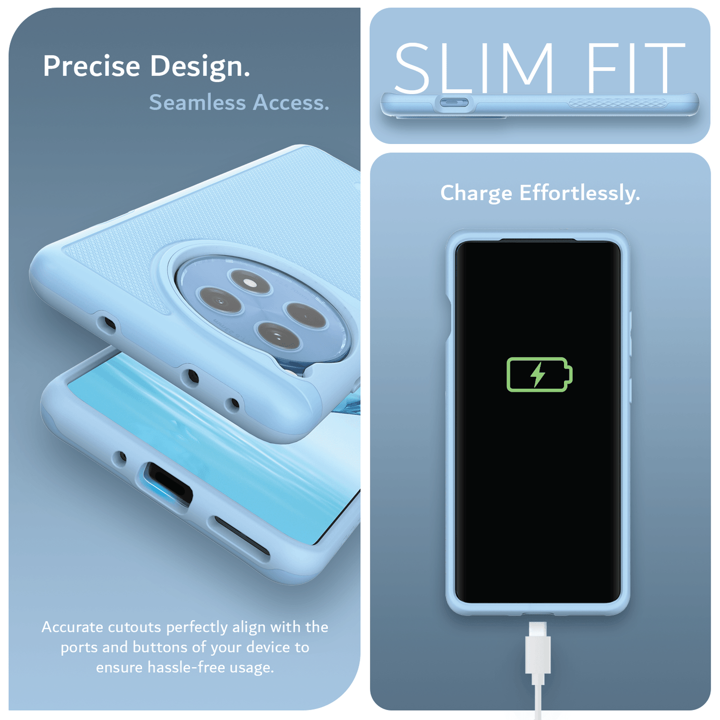 OnePlus 12R MergeGrip Case – Heavy Duty Slim Protective Phone Cover with Precise Cutouts and Seamless Access